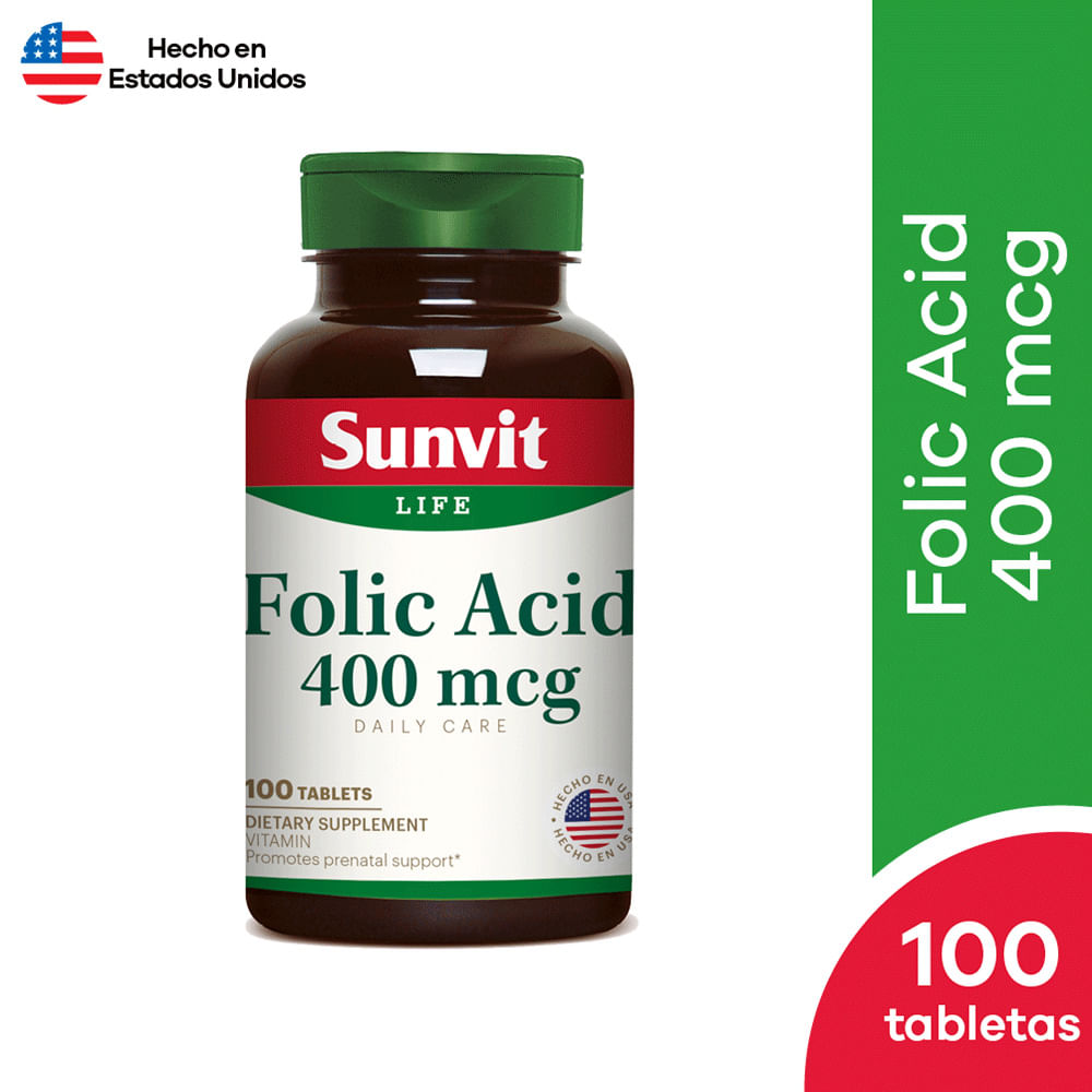 Sunvit folic acid 400mcg Tabletas