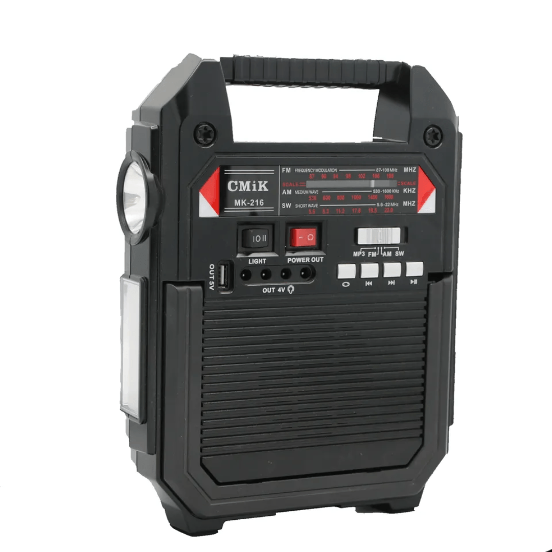 Parlante Bluetooth Radio FM Panel Solar 3 Focos Linterna Lampara