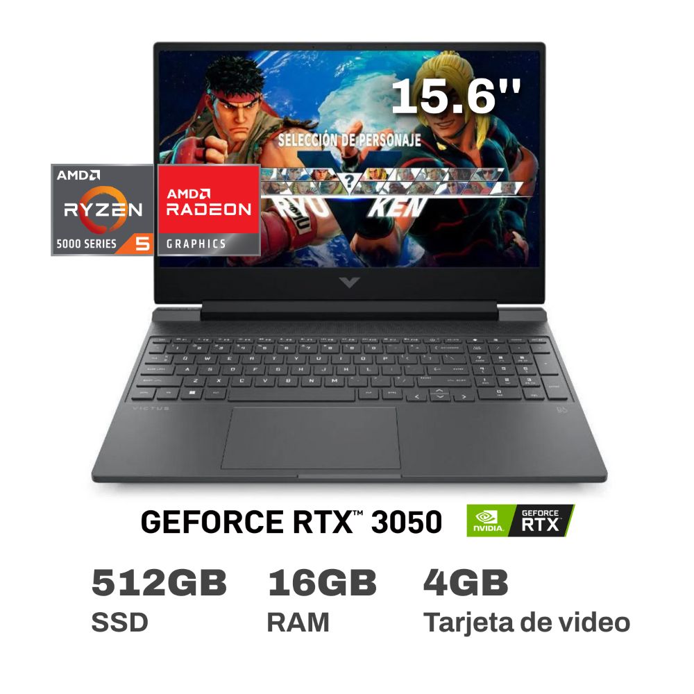Laptop Gamer HP Victus 15-fb0104la AMD Ryzen 5 16GB RAM 512GB SSD 15.6" RTX 3050 + XBOX Game Pass