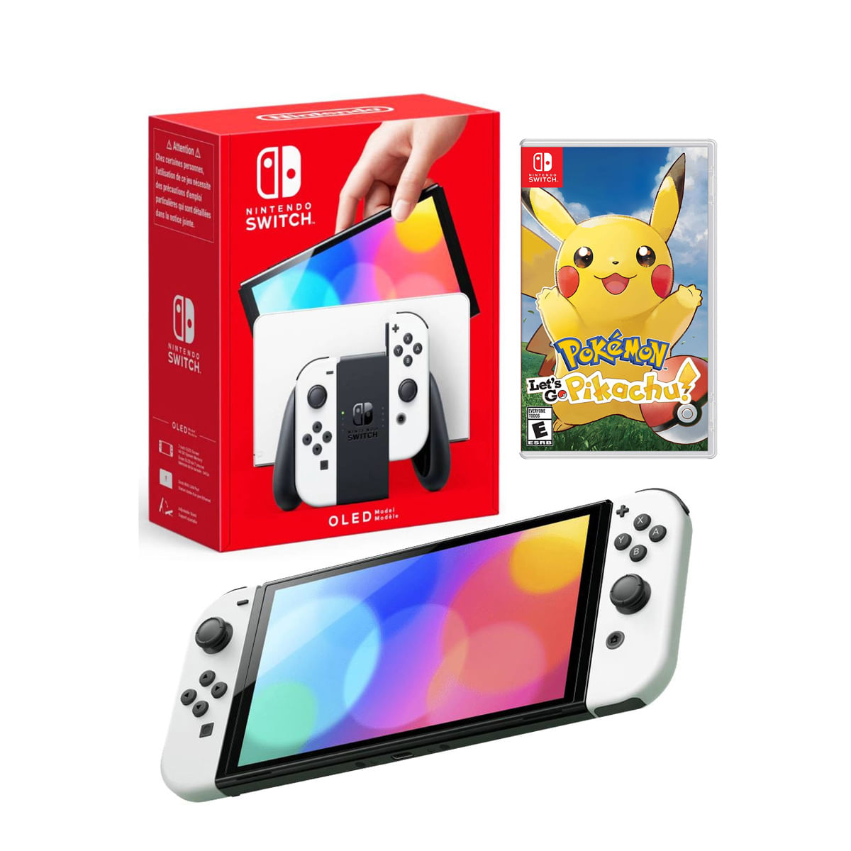 Consola Nintendo Switch Oled Blanco + Pokemon Lets Go Pikachu
