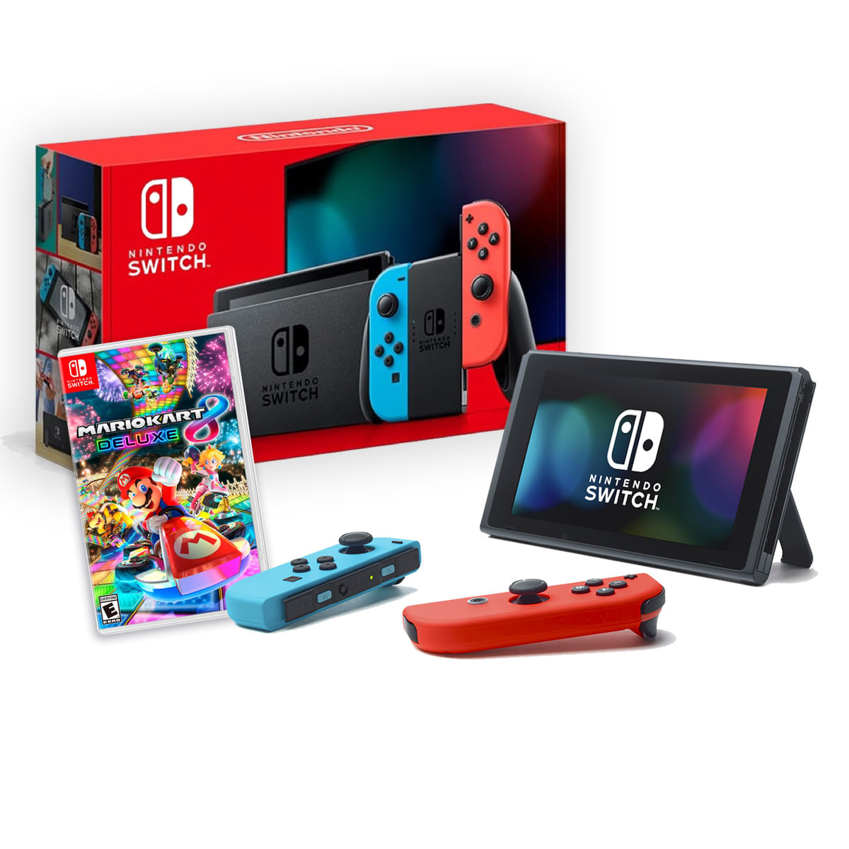 Nintendo Switch 2019 Neon + Mario Kart 8 Deluxe