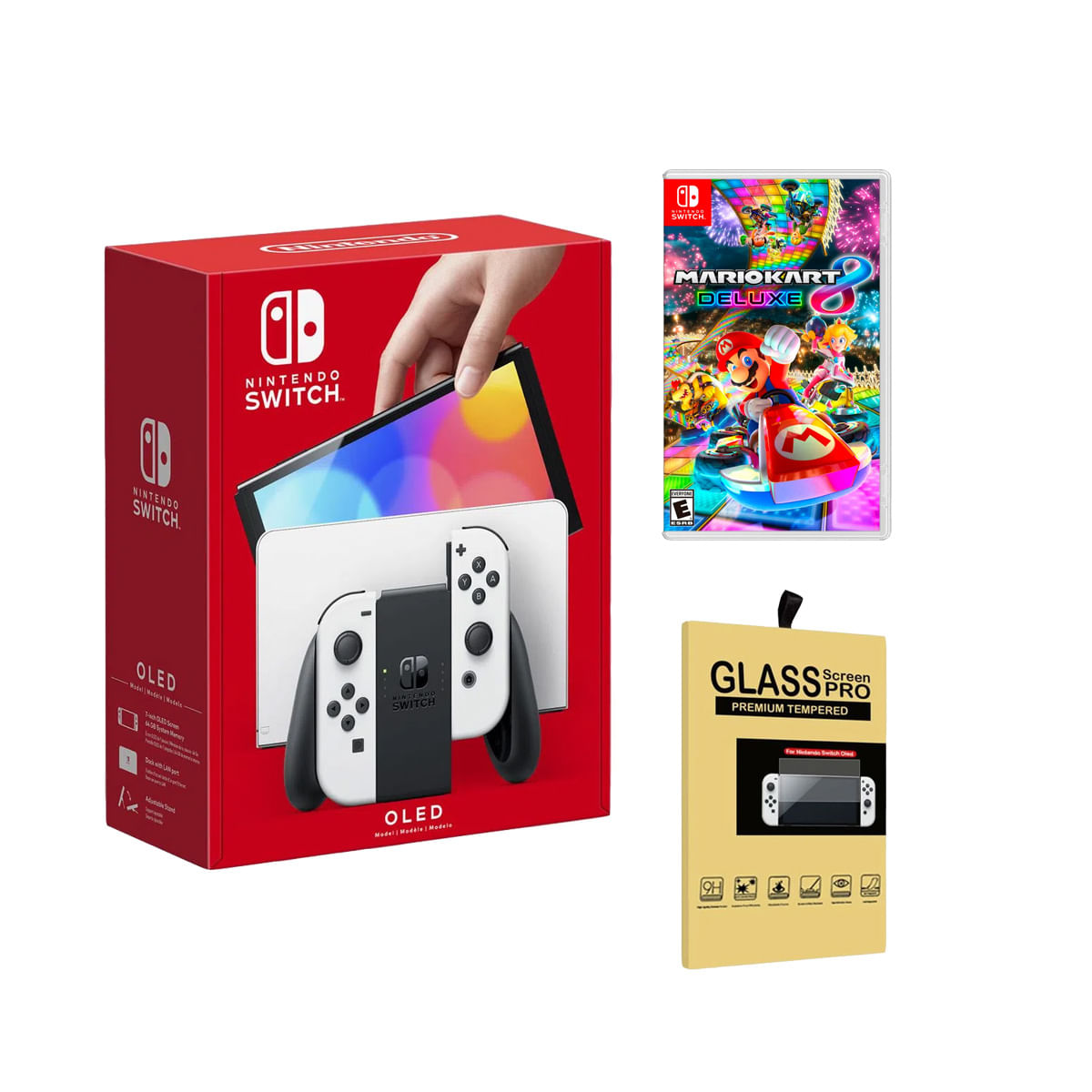 Consola Nintendo Switch Oled Blanco + Mario Kart 8 Deluxe + Mica