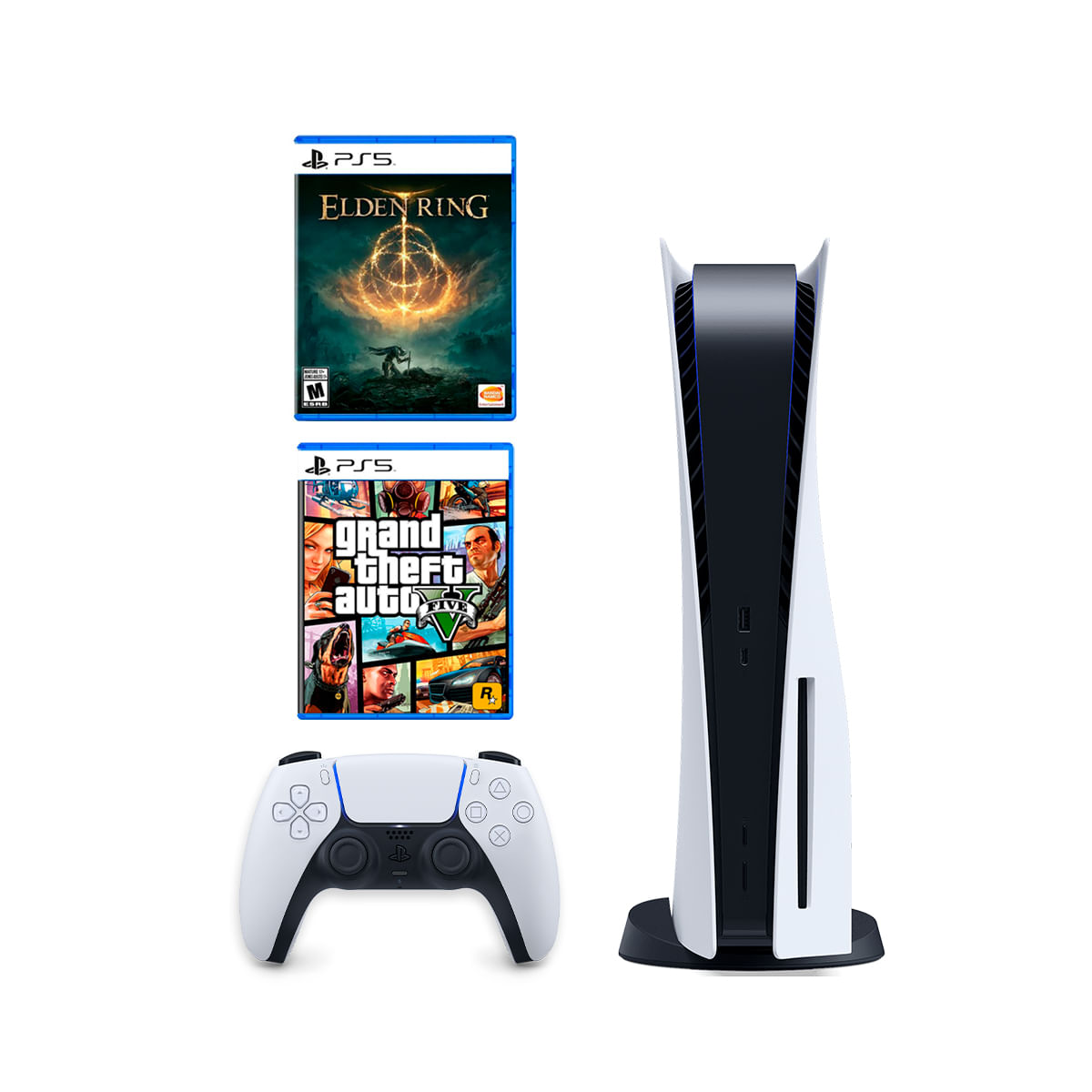 Consola PlayStation 5 Lector de discos + Grand Theft Auto V + Elden Ring