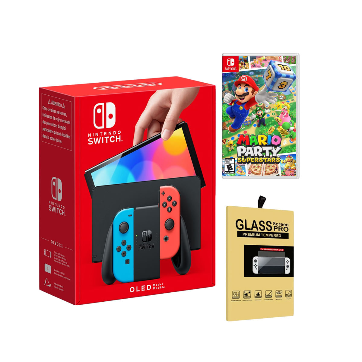Consola Nintendo Switch Oled Neon + Mario Party Superstars + Mica