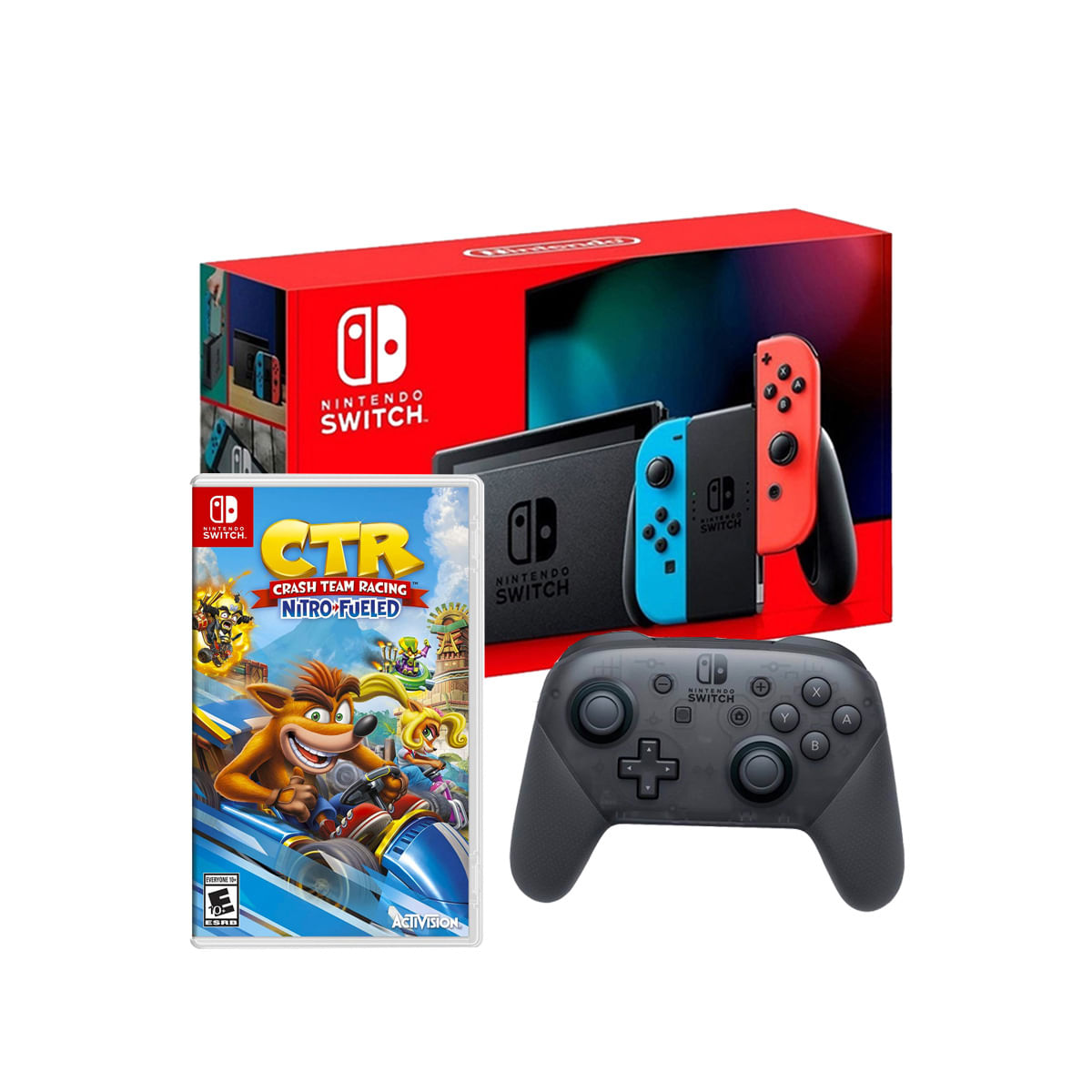 Consola Nintendo Switch Neon 2019 + Mando Pro Controller + Crash Team Racing