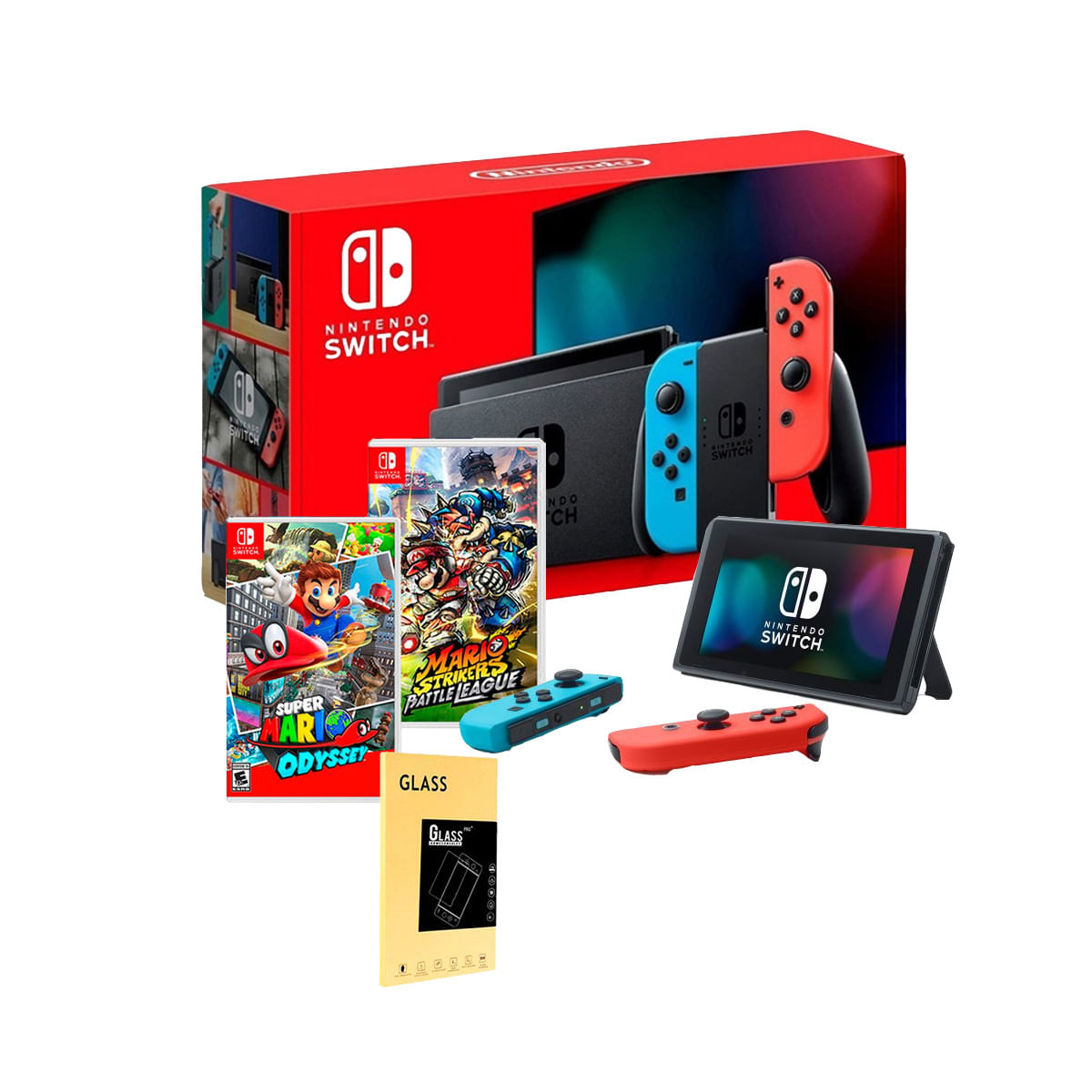 Consola Nintendo Switch 2019 + Mario Odyssey + Mario Strikers + Mica