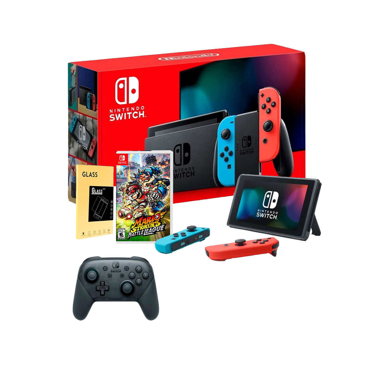 Consola Nintendo Switch 2019 + Mario Strikers + Pro Controller + Mica
