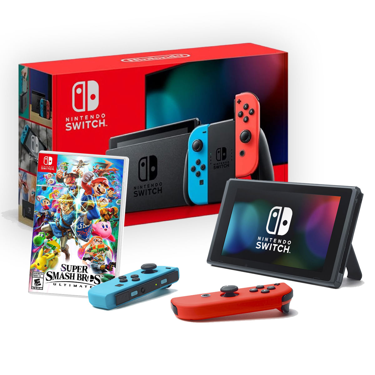 Nintendo Switch 2019 Neon + Super Smash Bro Ultimate