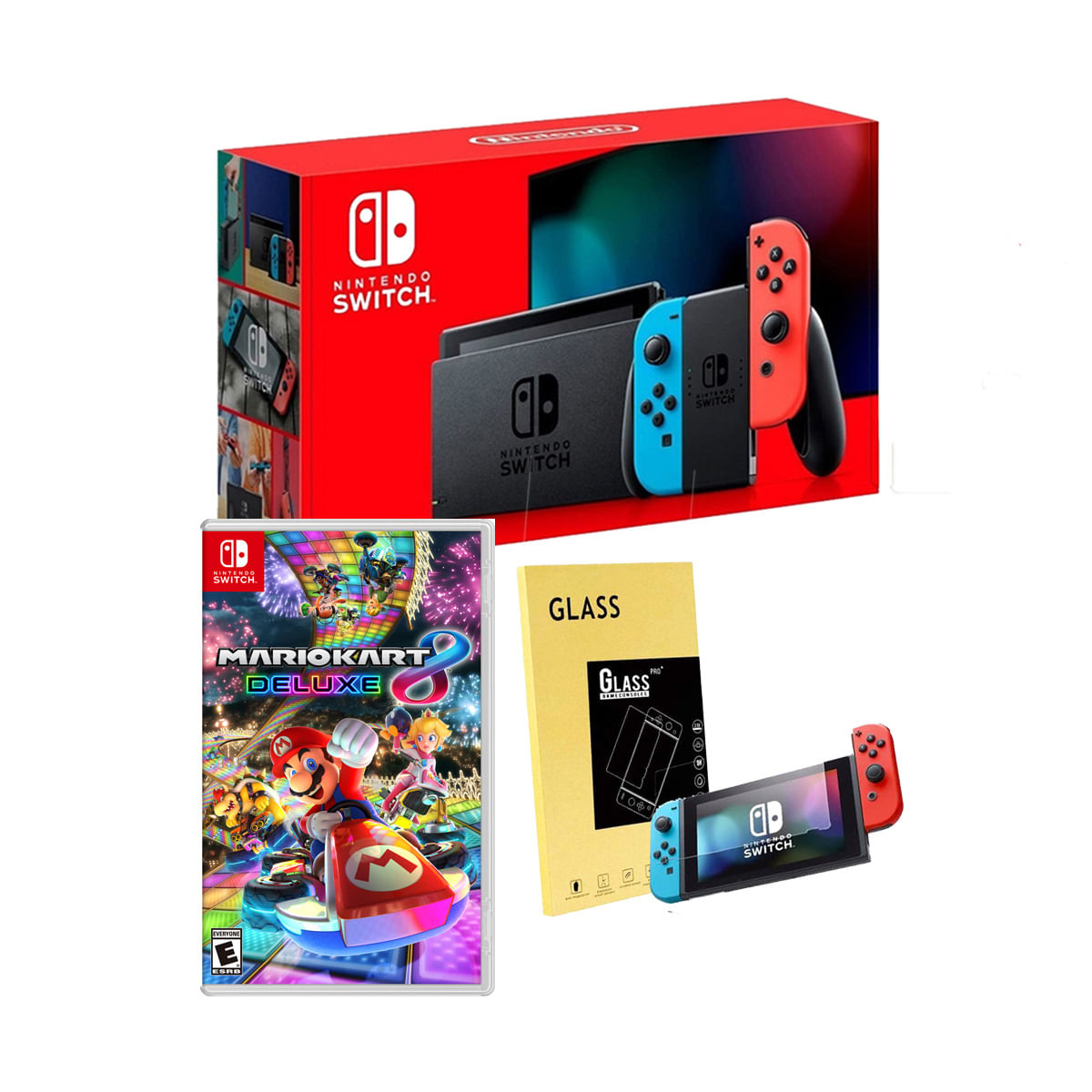 Nintendo Switch Neon 2019 + Mario kart 8 deluxe + mica de vidrio