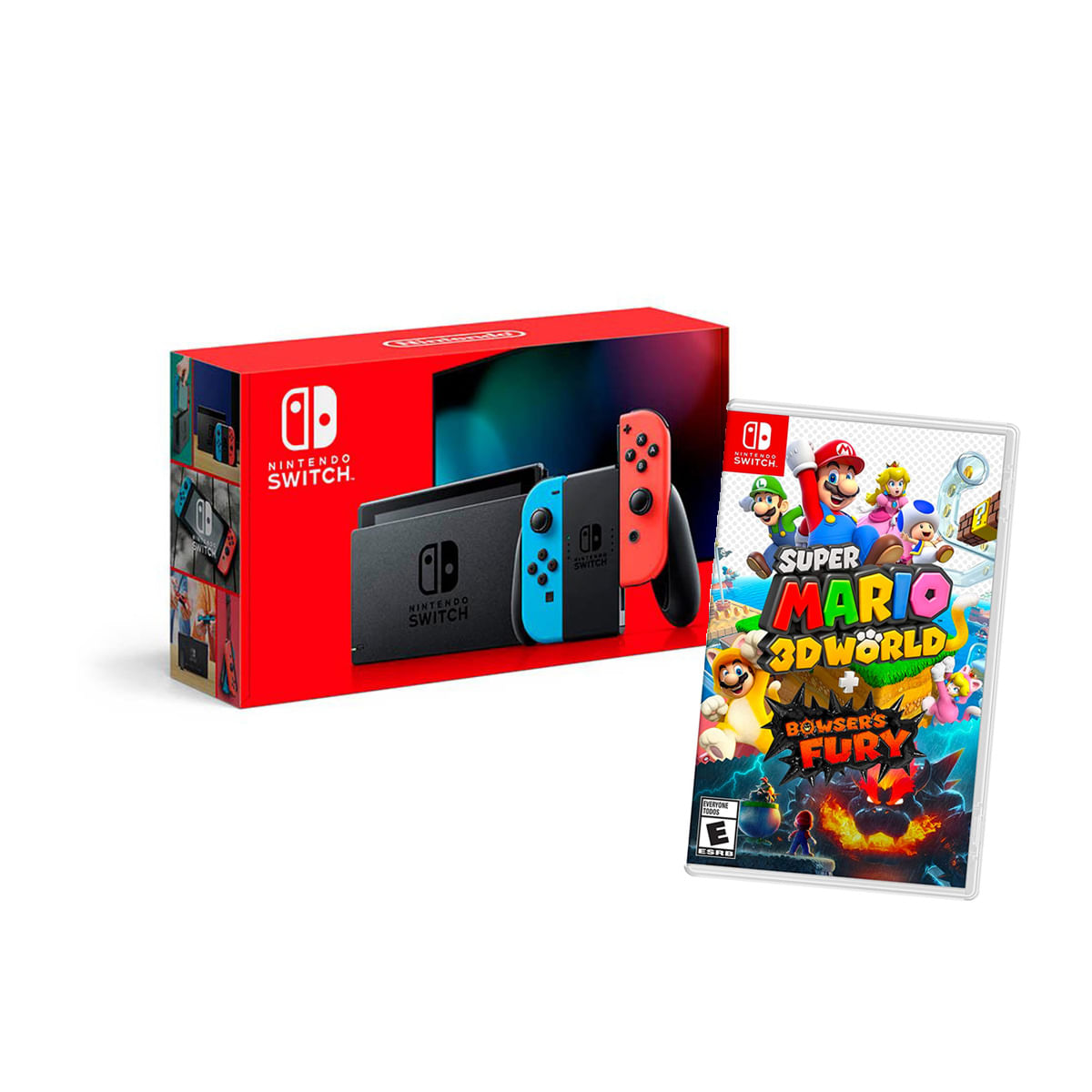 Nintendo Switch 2019 Neon Bateria Extendida + Mario 3D World y Bowsers Fury