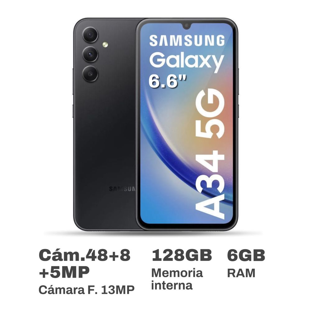 Celular Samsung Galaxy A34 6.6" 6GB RAM 128GB Negro