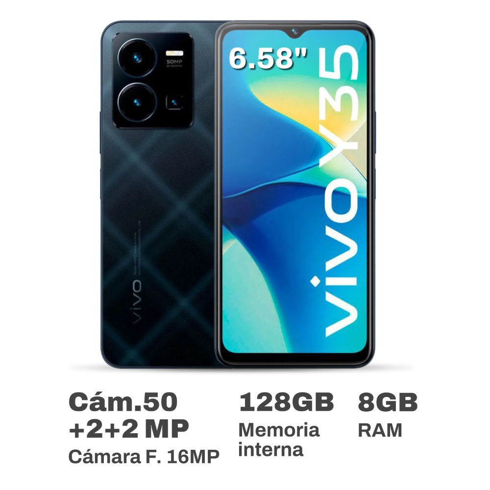 Celular Vivo Y35 6.58" 8GB RAM 128GB Negro Ágata