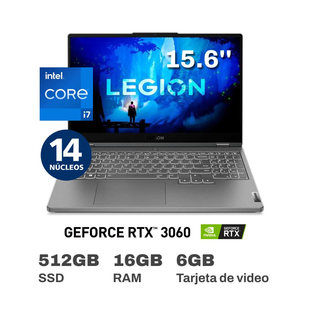 Laptop Gamer Lenovo Legion 5i 82RB00HXLM Intel Core i7 14 Núcleos 16GB RAM 512GB SSD 15.6" RTX 3060