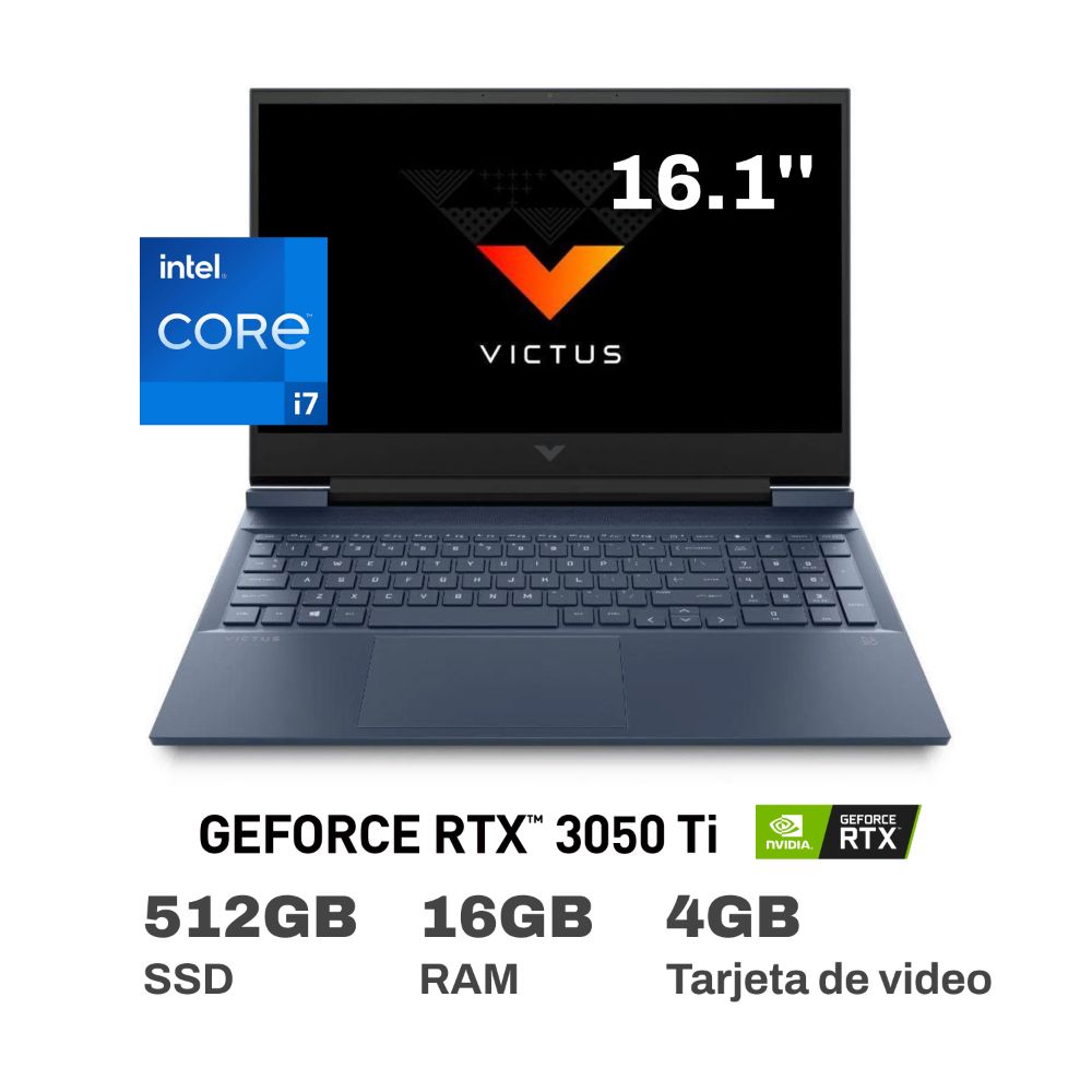 Laptop Gamer HP Victus 16-d0521la Intel Core i7 16GB RAM 512GB SSD 16.1" RTX 3050 Ti