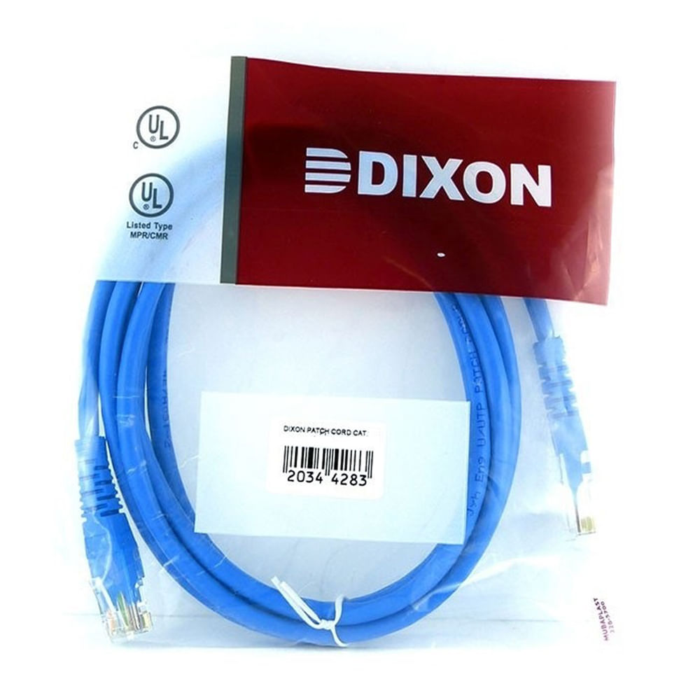 Cable de Red Patch Cord Dixon Cat 6 Certificado 10 MT Azul