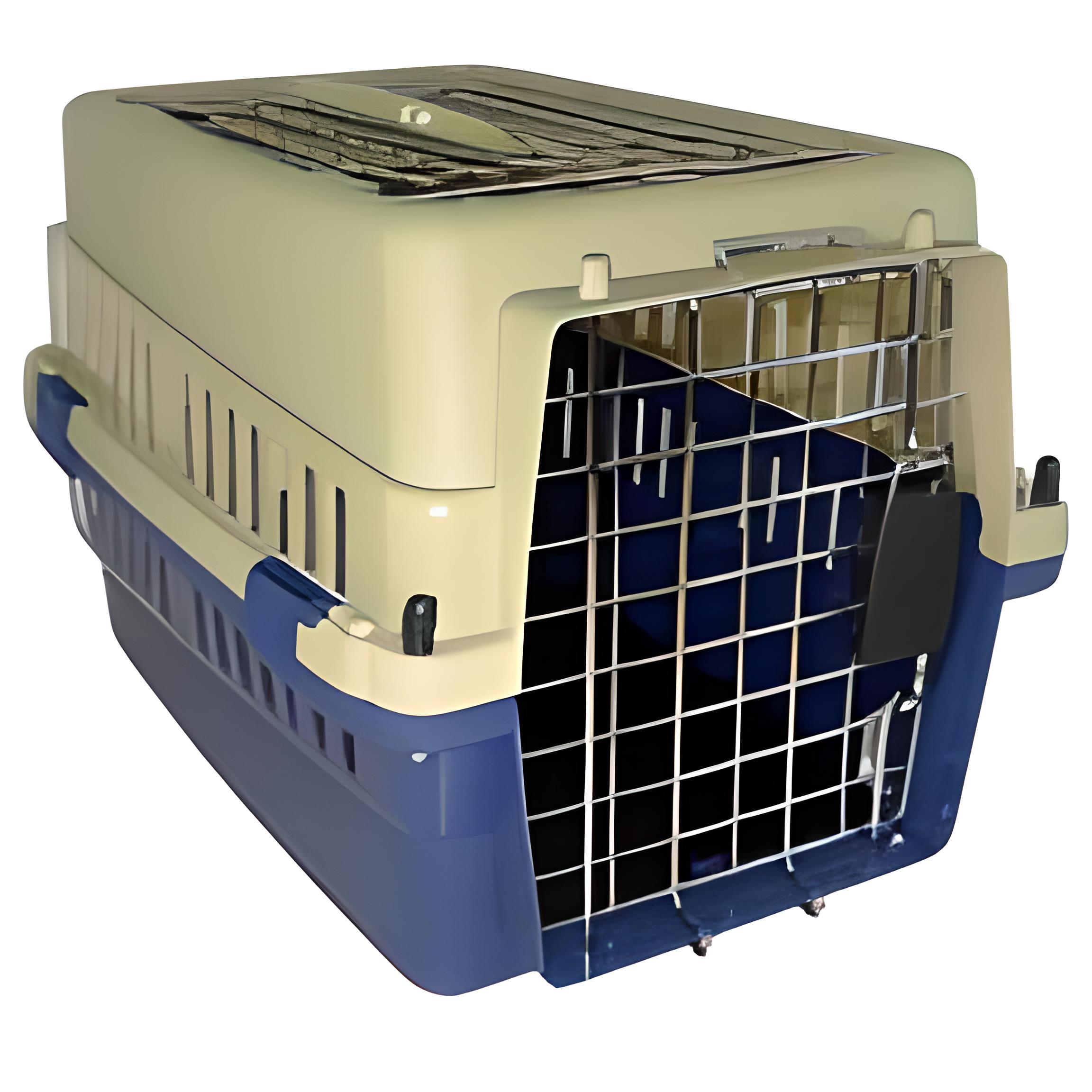 Kennel Canil Transportador de Mascotas Pequeñas - Rejilla Techo L50B - Azul