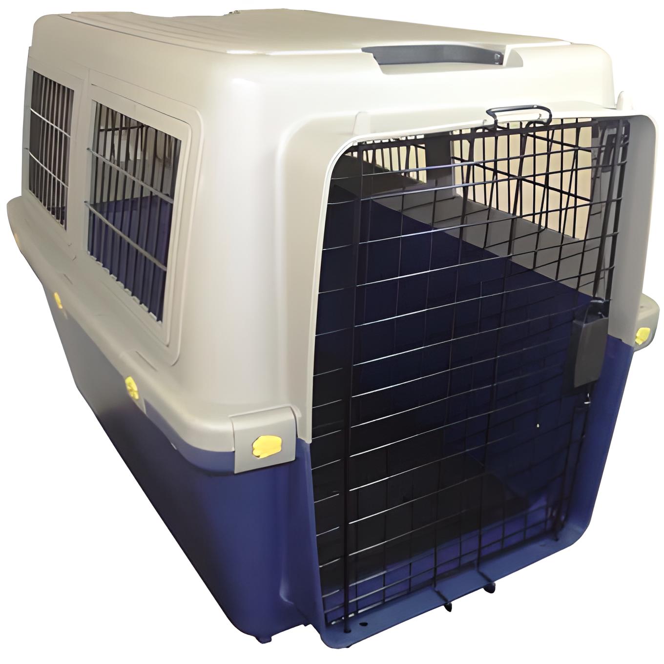 Kennel Canil Jaula Transportador de Mascotas L80 con Piso Impermeable- Azul