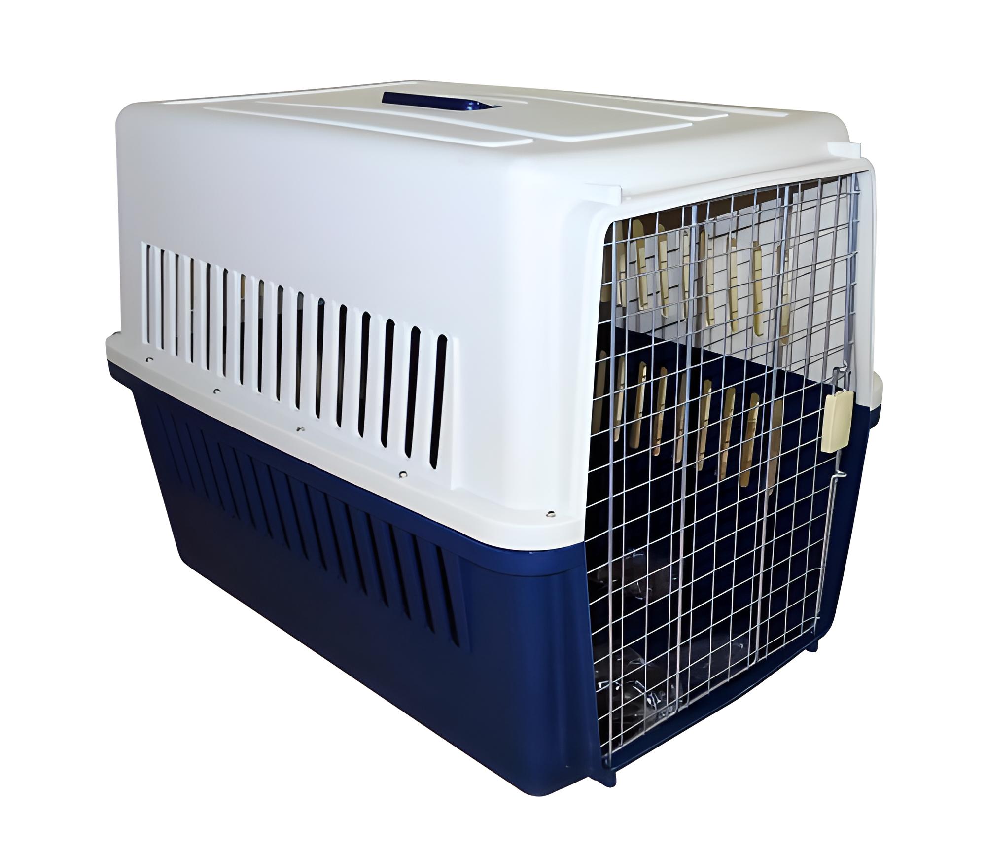 Transportador de Mascotas, Kennel, Canil L90 Grande - Piso Impermeable - Azul