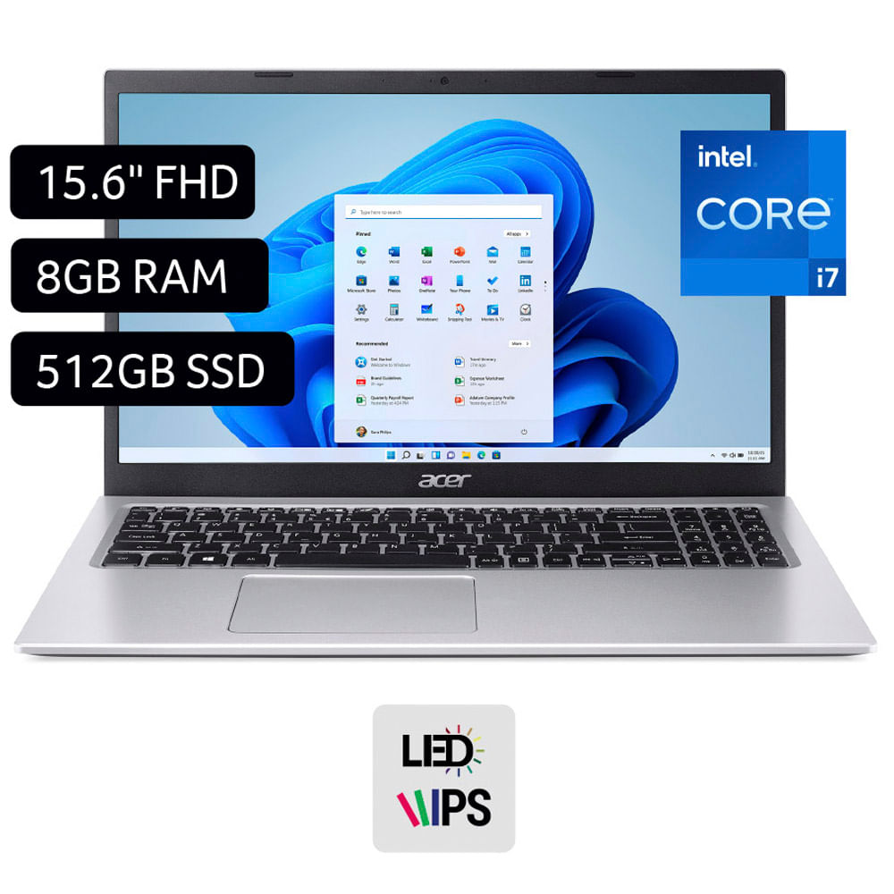 Laptop ACER Aspire 3 A315-58-7349 15.6" Intel Core i7 11va generación 8GB 512GB SSD