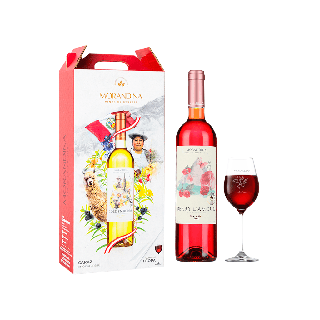 Morandina Elixir Andino set de regalo - Vino Berry L'amour semi seco bot 750ml + Copa