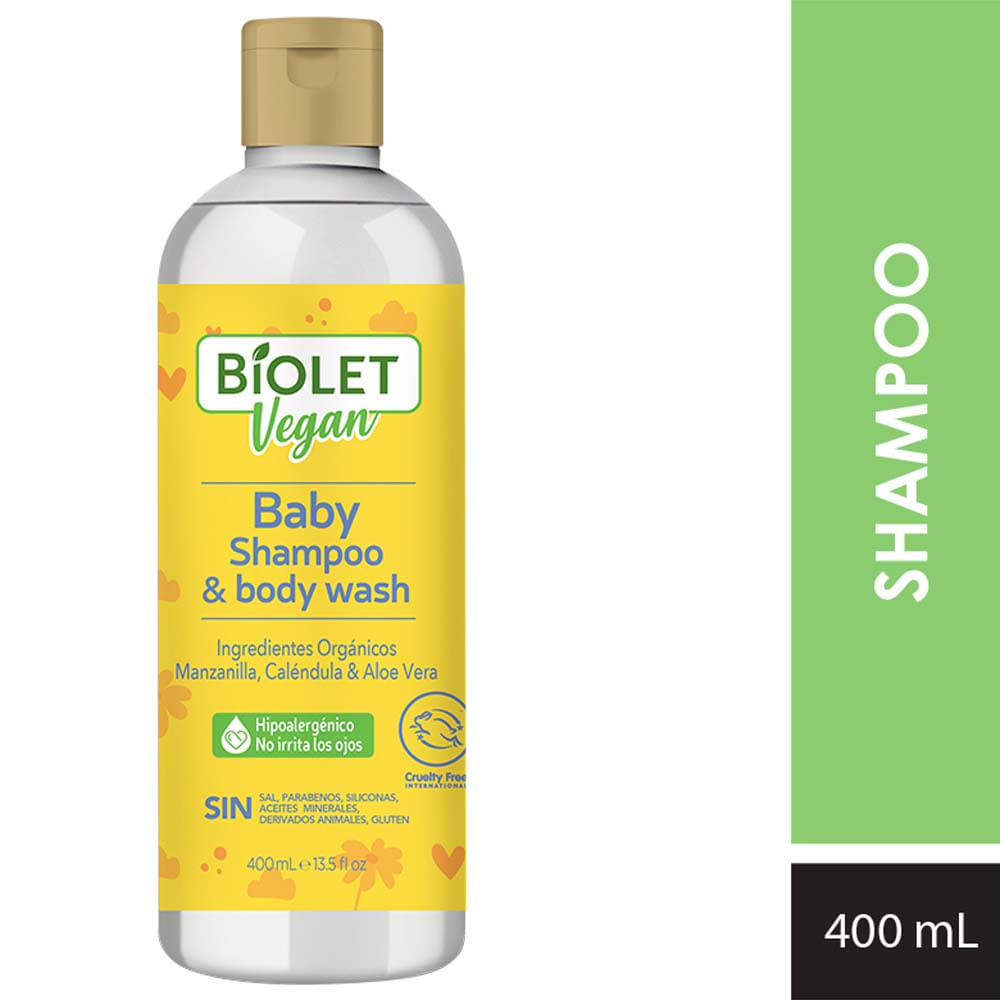 Shampoo para Bebé BIOLET Vegan de Manzanilla Frasco 400ml