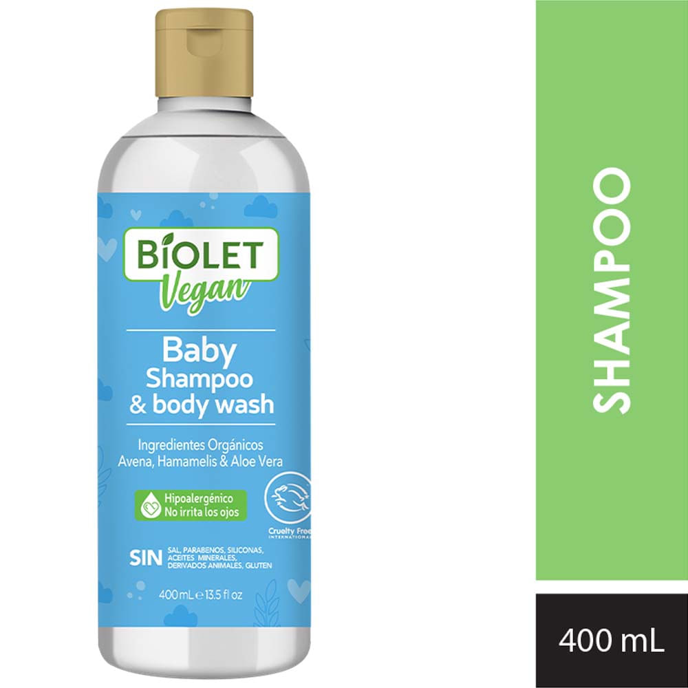 Shampoo para Bebé BIOLET Vegan de Avena Frasco 400ml