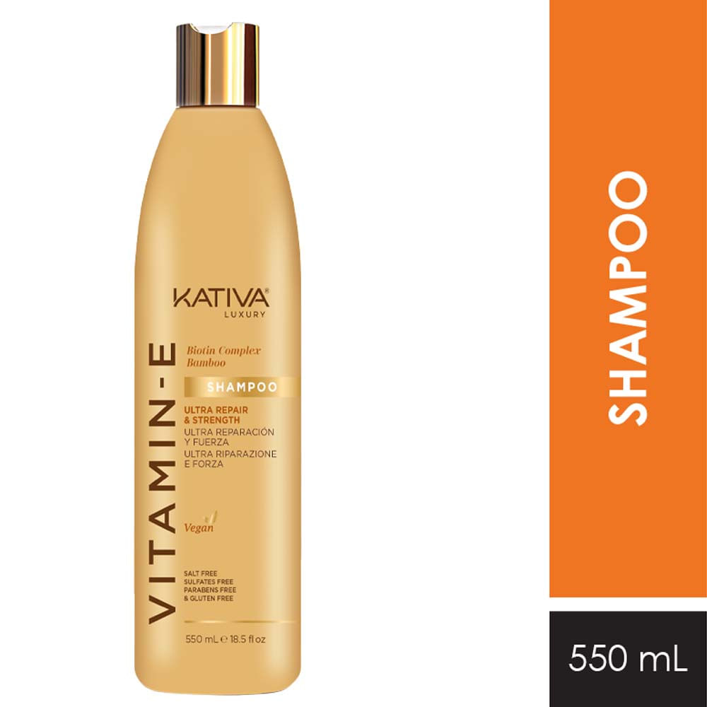 Shampoo KATIVA con Vitamina E Biotin Complex Bamboo Frasco 550ml