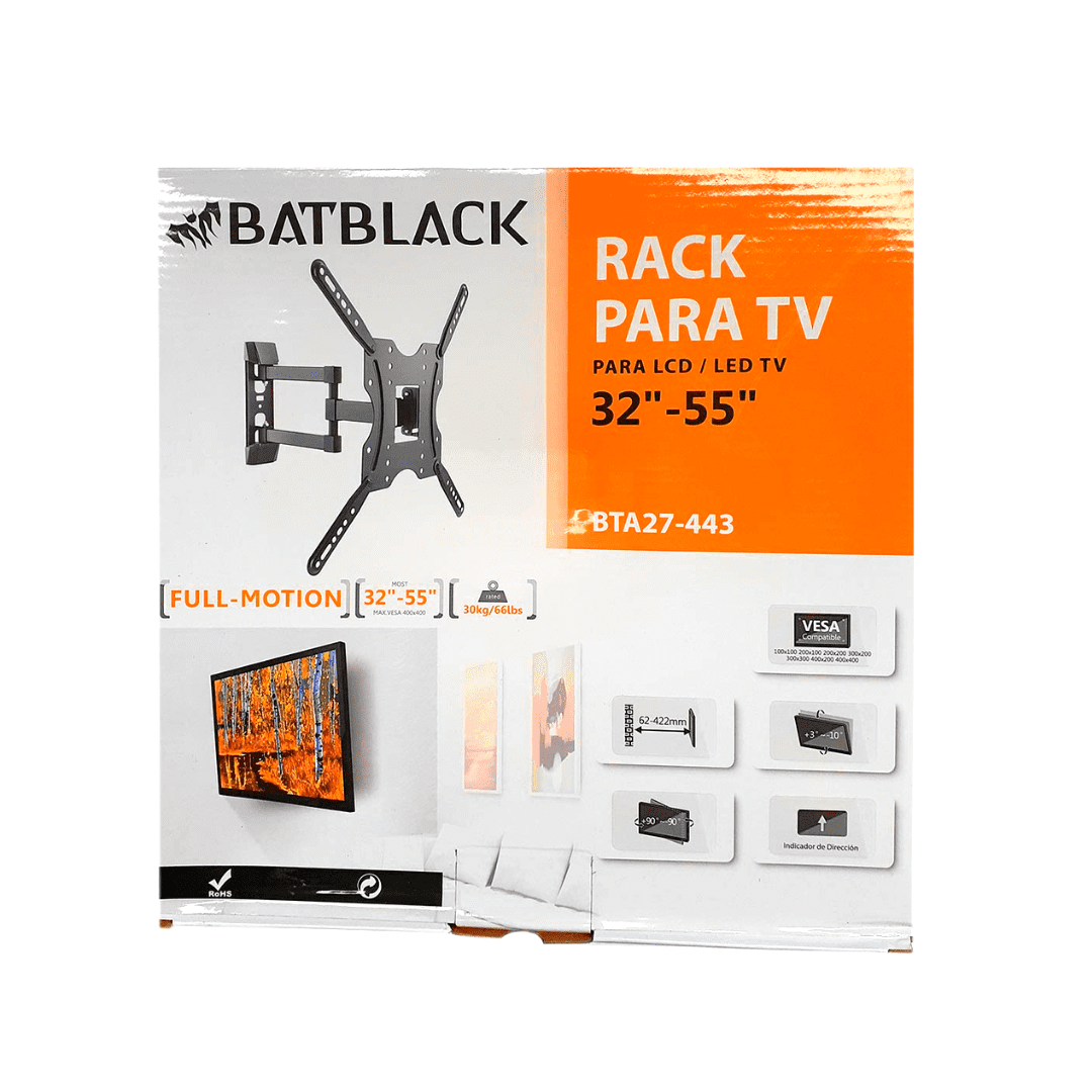 Soporte Rack Tv Lcd, Led 32 - 55 Batblack Bta27-443