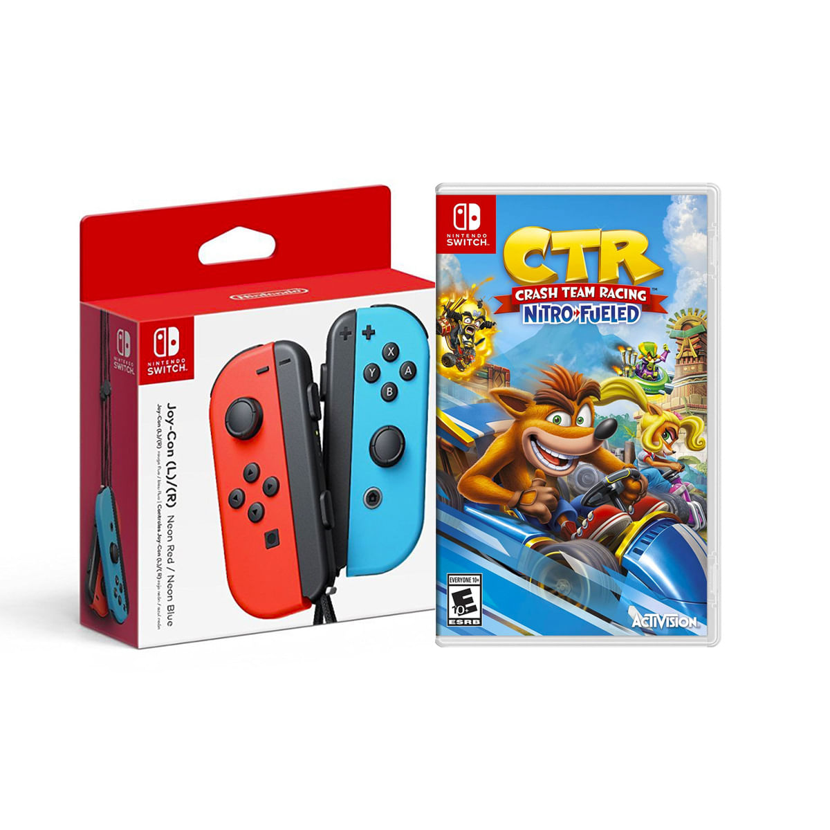 Crash Team Racing Nintendo Switch + Joy Con Neon Azul y rojo