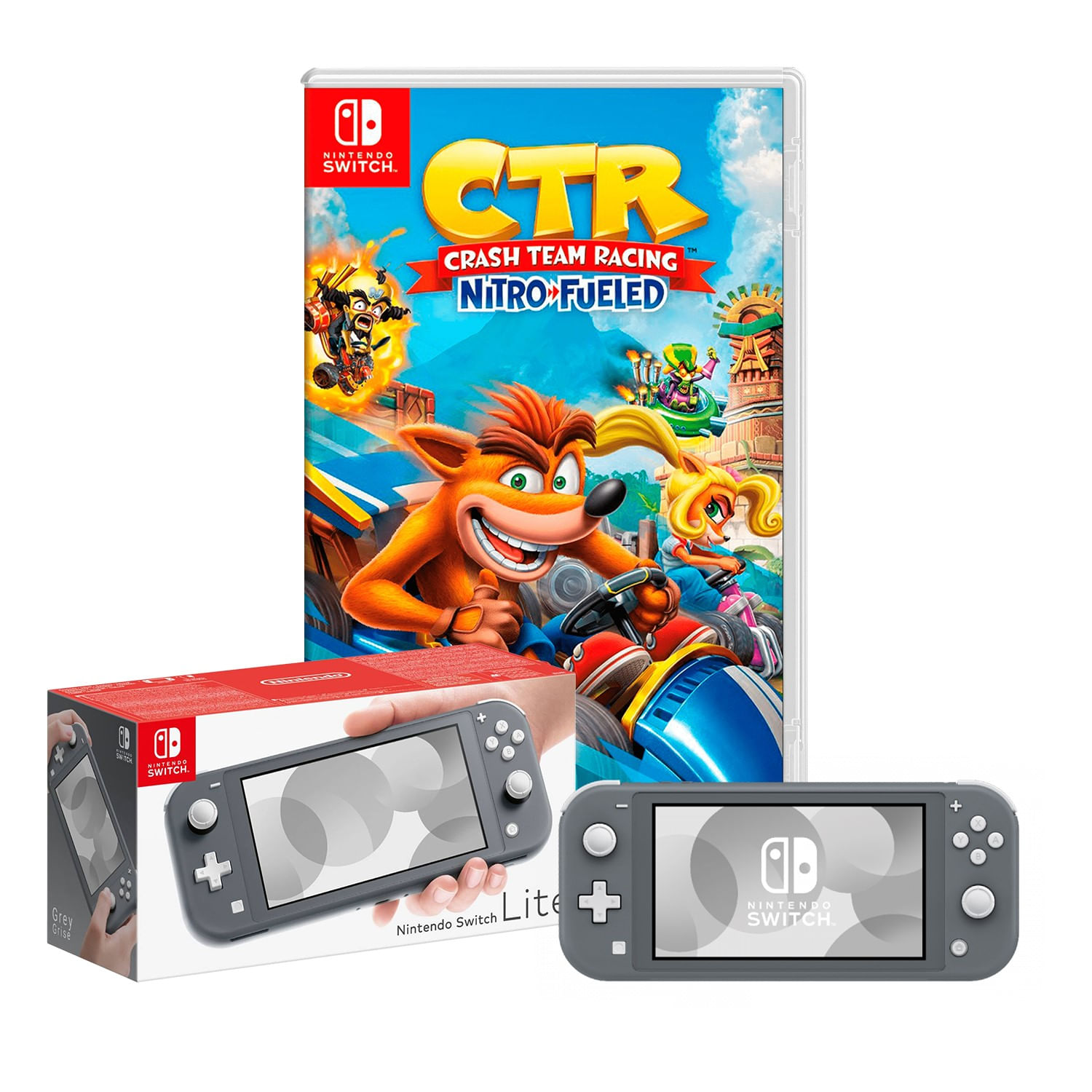 Consola Nintendo Switch Lite Gris + Crash Team Racing