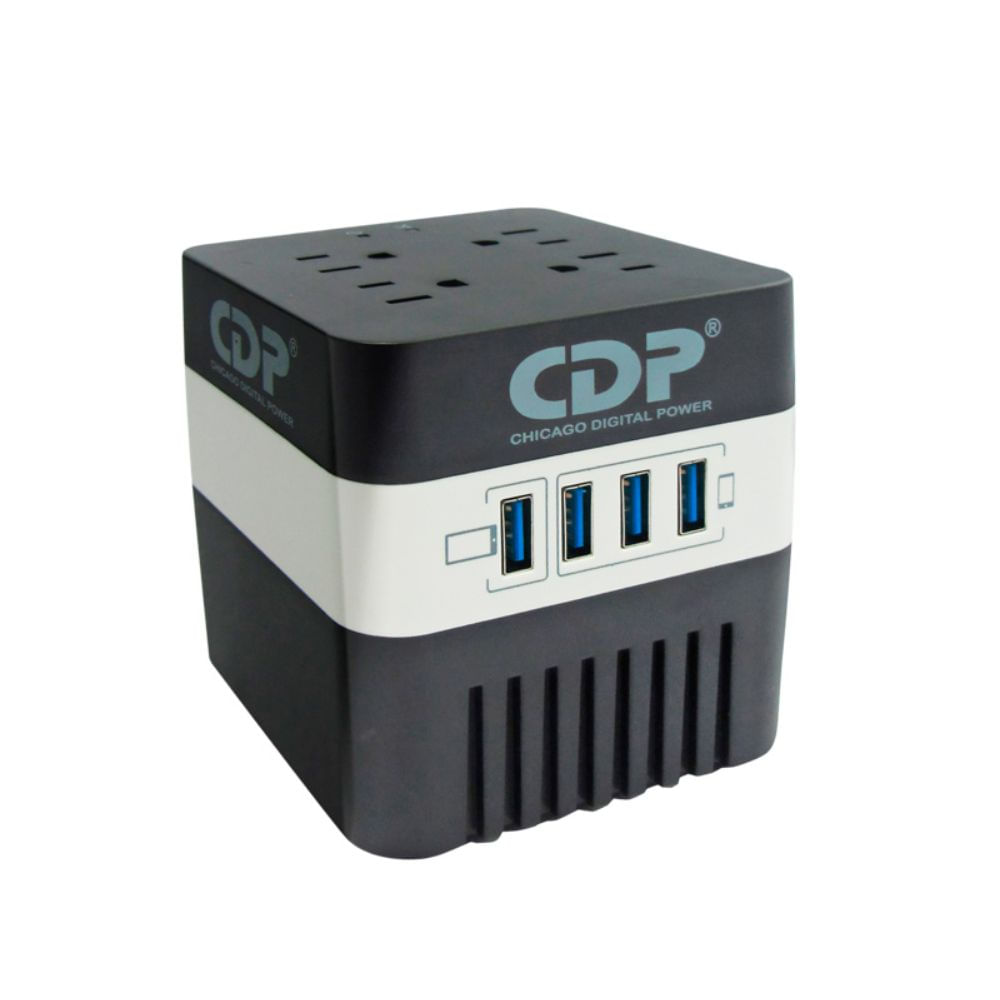 Estabilizador Regulador de Voltaje 4 Tomas Electricas + 4 USB CDP