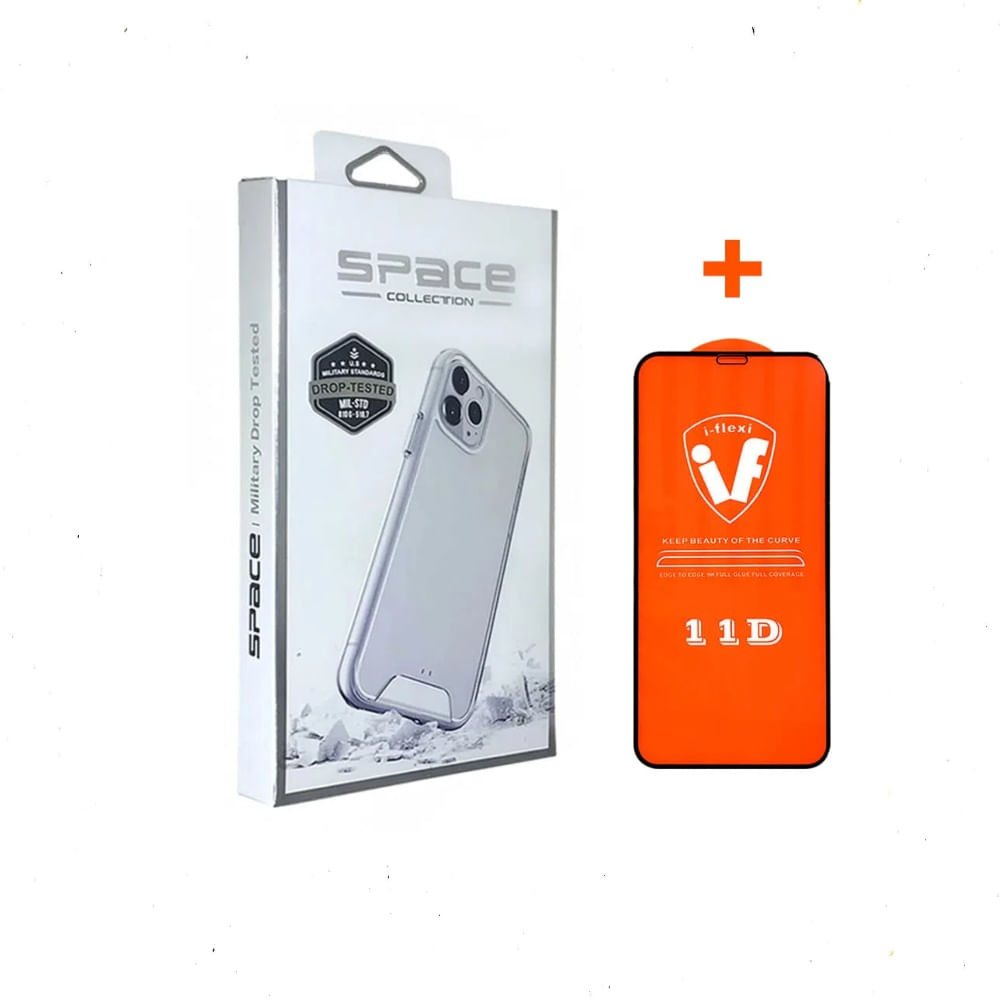 Case Space Transparente Redmi Note 9S + Mica de Vidrio de Regalo