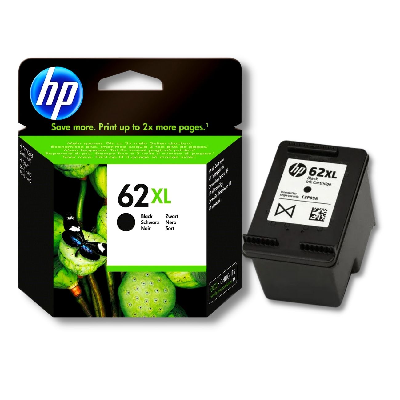 Cartucho de Tinta HP 62XL Negro (C2P05AL)