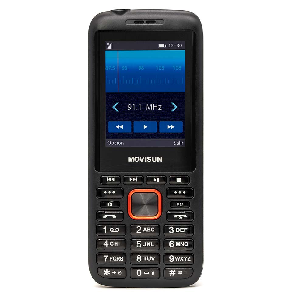 Celular Básico 3G Movisun APLO K30 con Radio FM Negro con Rojo