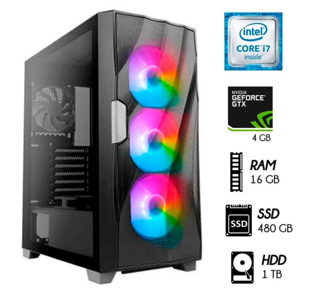 Computadora Pc Gamer Intel Core i7 3.2 Ghz Ram 16GB Disco 1TB Disco SSD 480GB Video GTX 1650TI 4GB