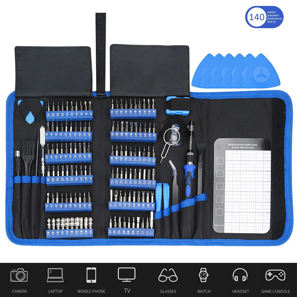Kit Desarmador 140 Piezas Juguete Celular Camar Tablet Laptop Lentes Azul