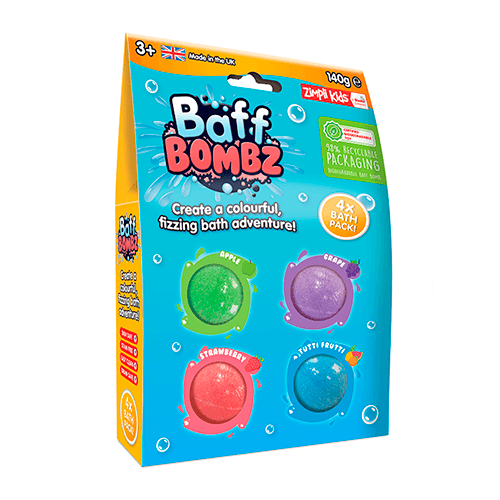 Baff Bombz: 4 Pack Round - 140gr - Zimpli Kids