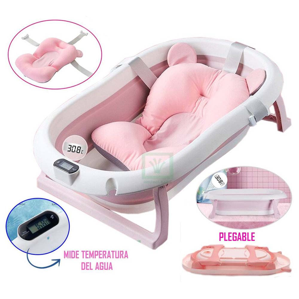 Bañera Tina de Baño Doux Bebe con Termómetro Digital Rosa