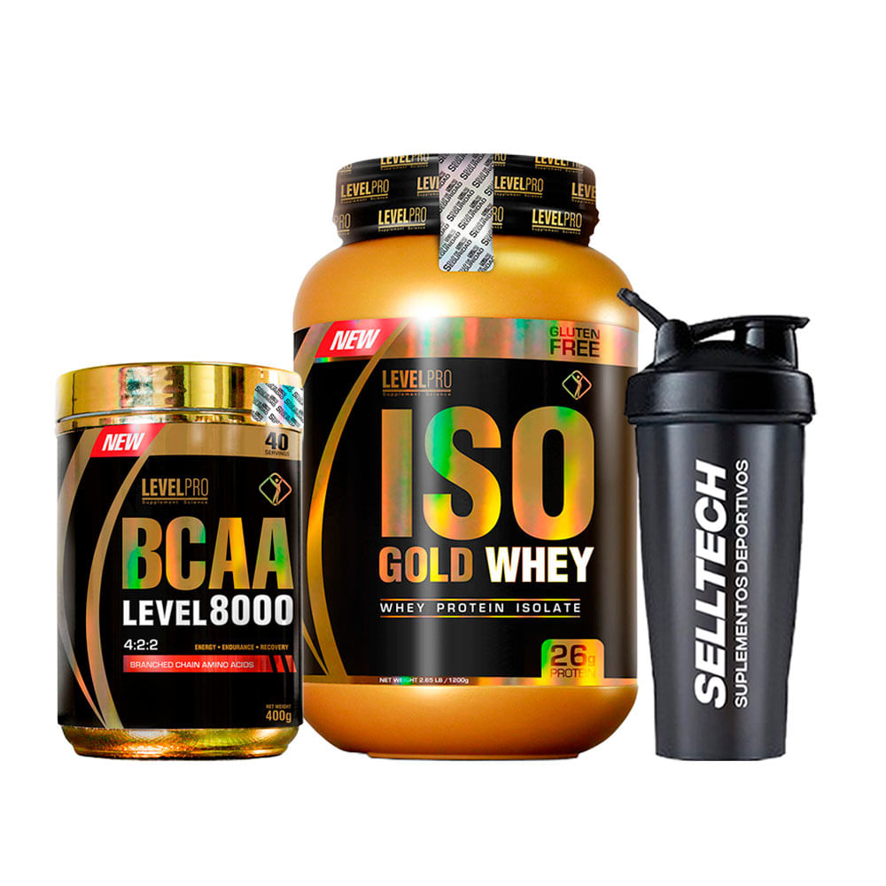 Pack Iso Gold Whey 2.65lbs Chocolate+bcaa 400gr Fruit Punch
