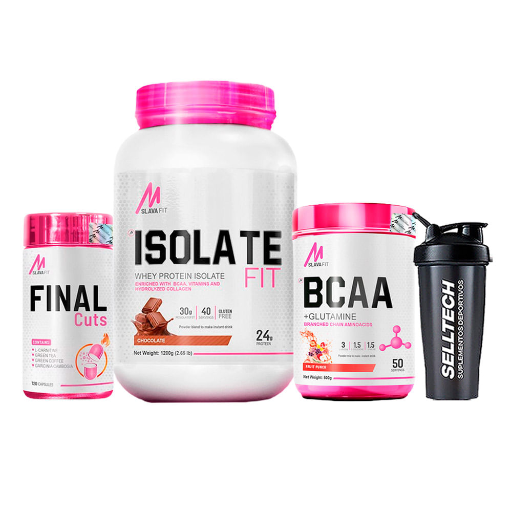 Isolate Fit 2.65lb Chocolate + Bcaa + Glutamine 500gr Fruit Punch + Final Cuts