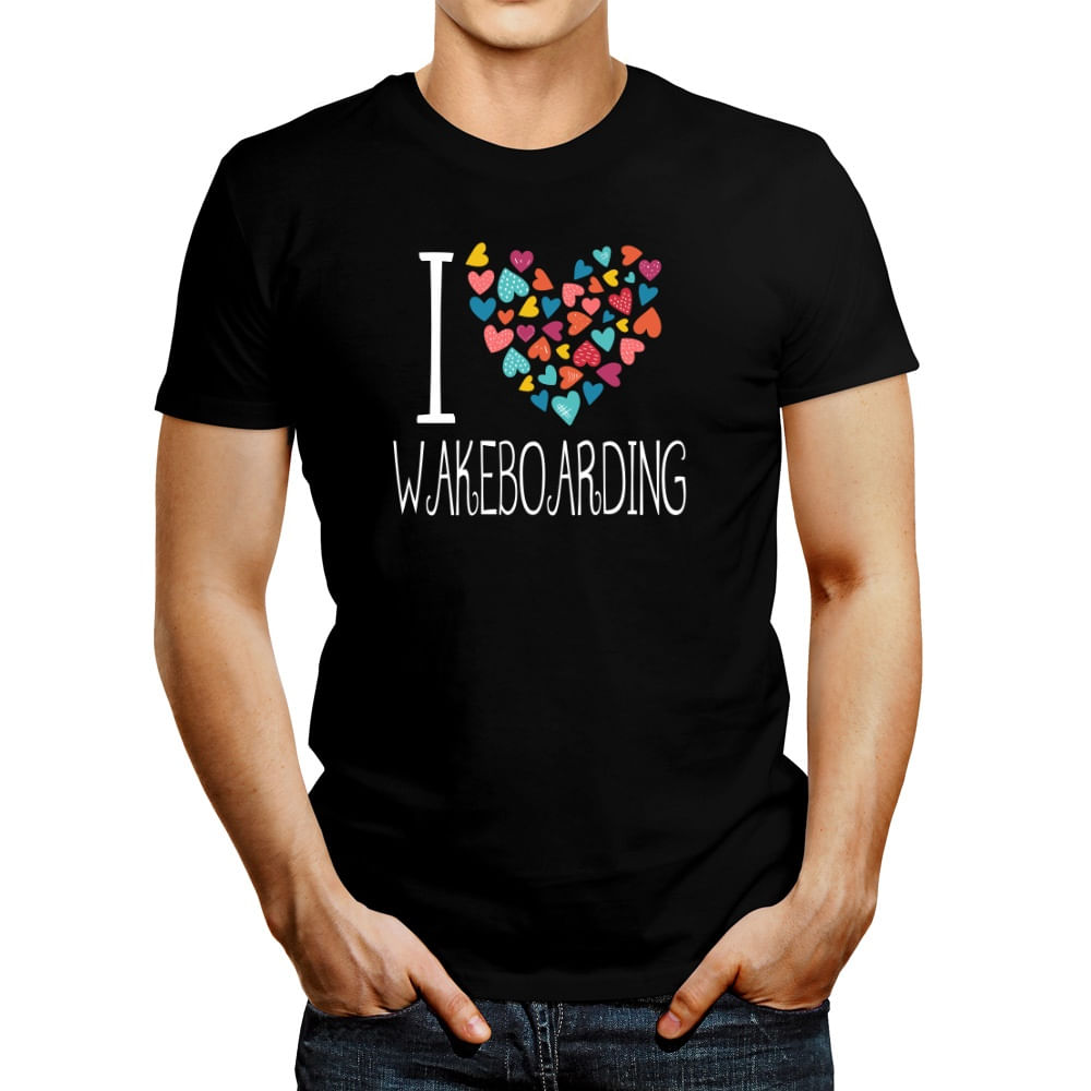 Polo de Hombre Idakoos I Love Wakeboarding Colorful Hearts