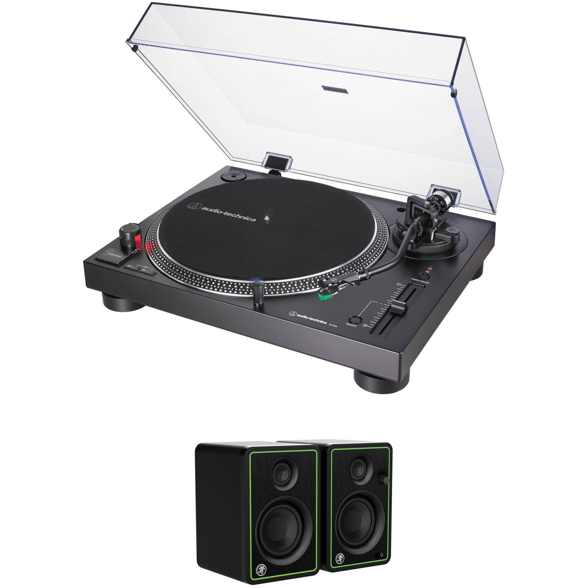 Audio-Technica Consumer AT-LP120XUSB tocadiscos estéreo con USB y dos altavoces Mackie CR3-X (negro)