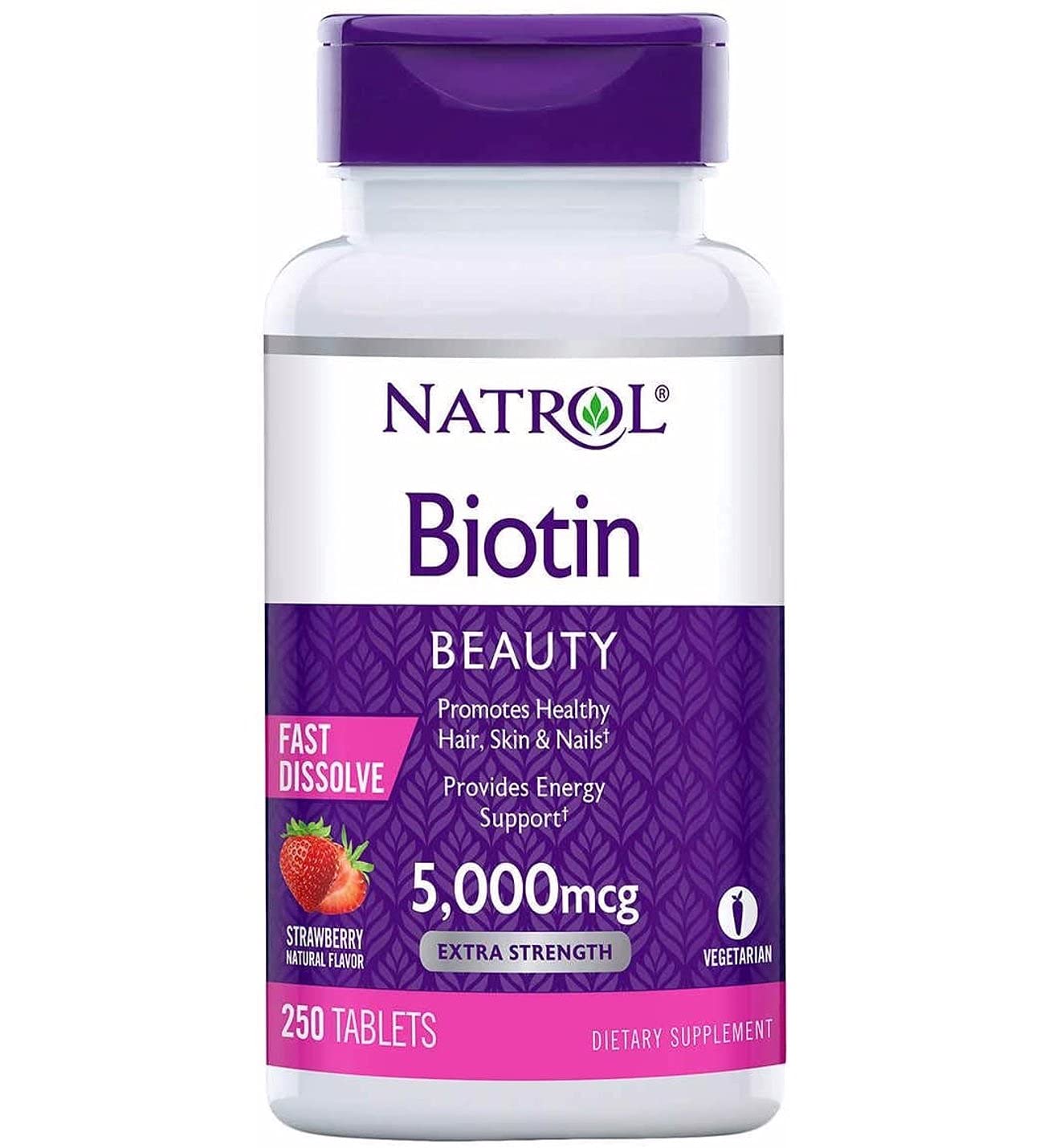 Biotin Beauty 5 mg. Natrol Tabletas de disolución rápida, 250 tabletas