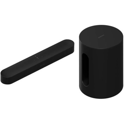 Barra de sonido Sonos Beam con kit de subwoofer inalámbrico Sub Mini (negro)