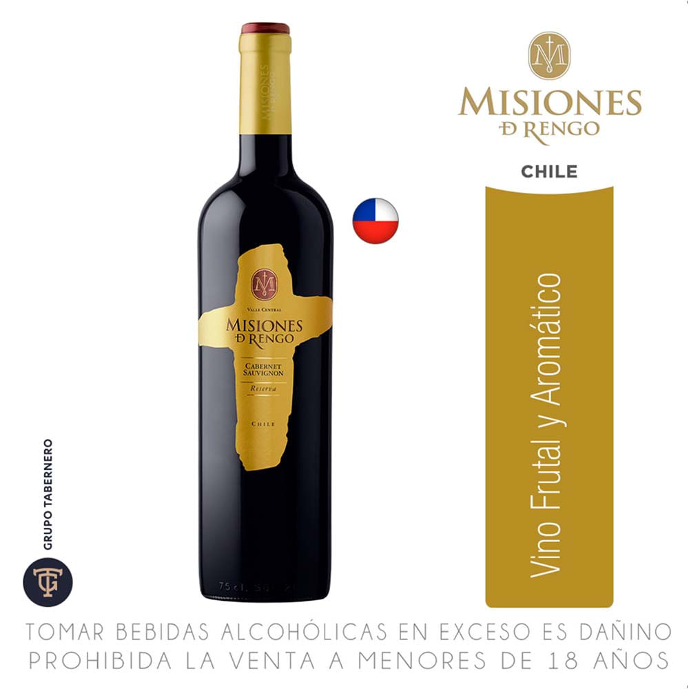 Vino Tinto MISIONES DE RENGO Reserva Cabernet Sauvignon Botella 750ml