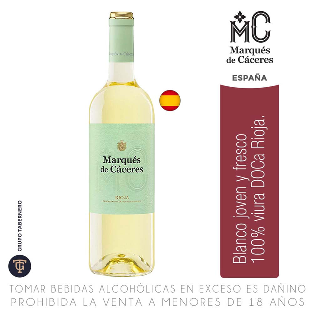 Vino Blanco MARQUÉS DE CÁCERES Rioja Blanco Botella 750ml