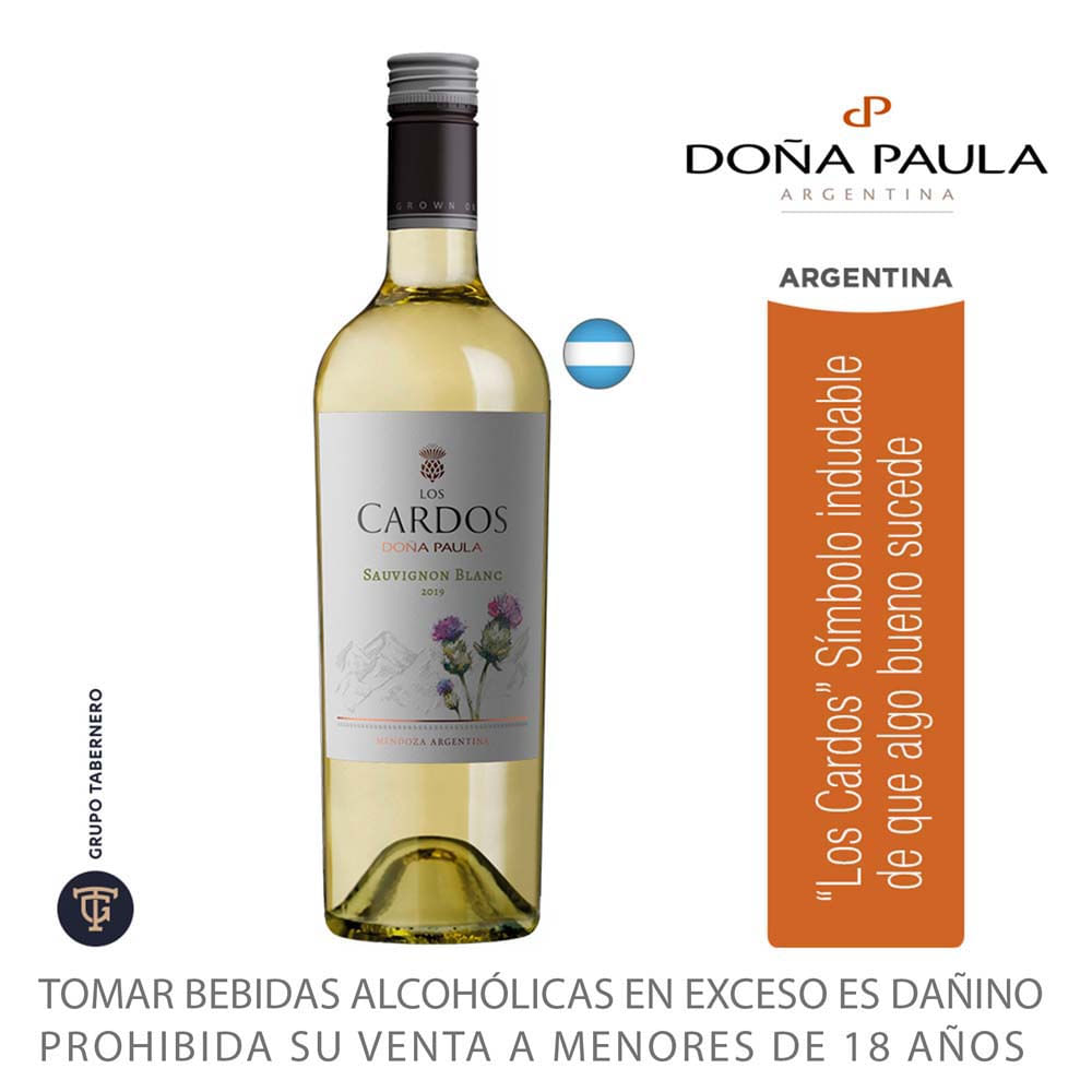 Vino Blanco LOS CARDOS Sauvignon Blanc Botella 750ml