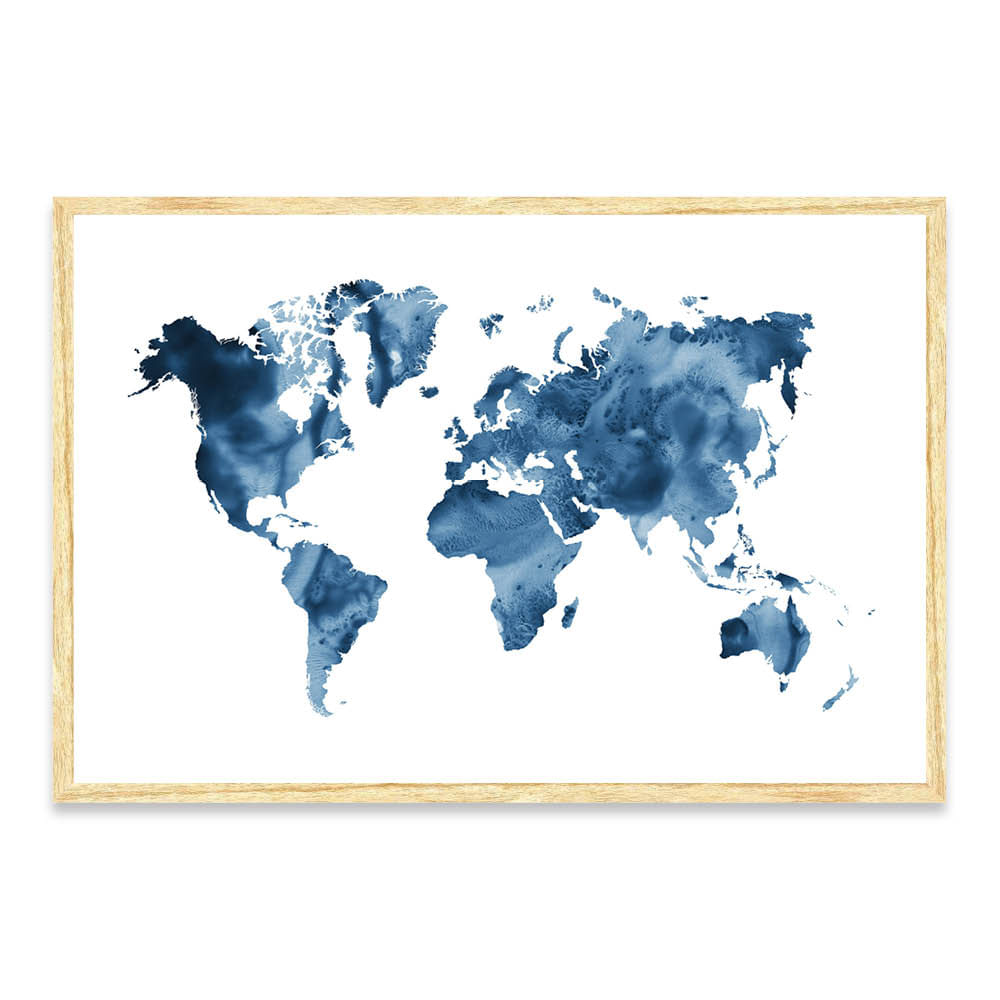 Cuadro Mapa de acuarela azul