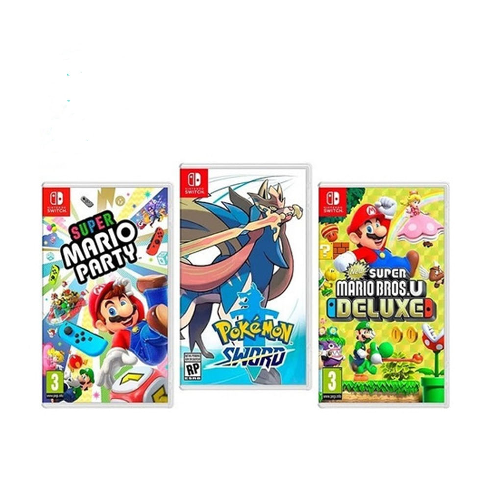 Videojuego Nintendo Switch Super Mario Party + Pokémon Espada + Super Mario Bros Deluxe