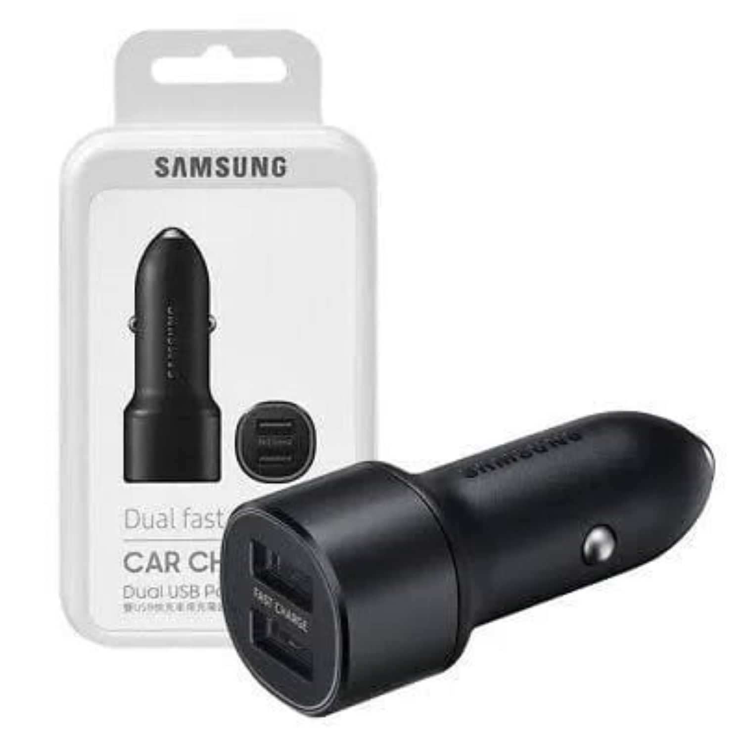 Cargador de auto 15W Dual Fast Charge Original Samsung Negro